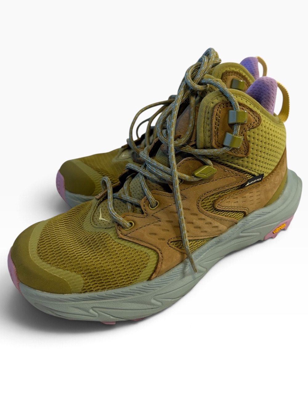 HOKA Anacapa 2 Mid GTX Womens 6.5 B Gore-Tex Hiking Boots Olive Green Vibram